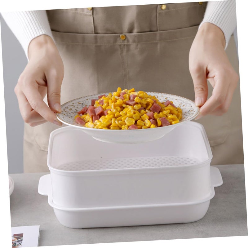 Microwave Oven Steamer Basket with Lid Plastic Single Layer Food Steamer for Kitchen Cooking and Healthy Steaming - Image 5