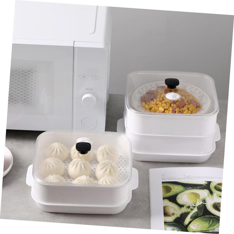 Microwave Oven Steamer Basket with Lid Plastic Single Layer Food Steamer for Kitchen Cooking and Healthy Steaming - Image 4