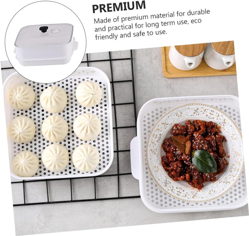 Microwave Oven Steamer Basket with Lid Plastic Single Layer Food Steamer for Kitchen Cooking and Healthy Steaming - Image 3