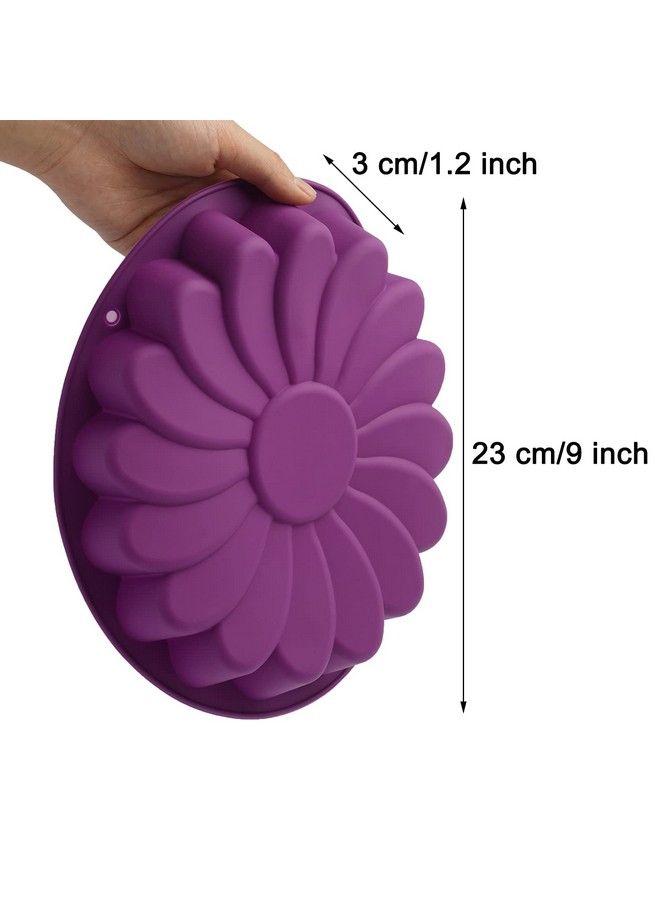 EORTA Silicone Large Cake Mold 23 Cm/9 Inch Flower Shaped Round Nonstick Baking Pan Brownie/Cheesecake/Tart/Pie/Flan/Bread Baking Tray By Eorta For Birthday Anniversary Party Random Color  - Image 3