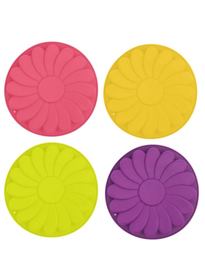 EORTA Silicone Large Cake Mold 23 Cm/9 Inch Flower Shaped Round Nonstick Baking Pan Brownie/Cheesecake/Tart/Pie/Flan/Bread Baking Tray By Eorta For Birthday Anniversary Party Random Color  - Image 4