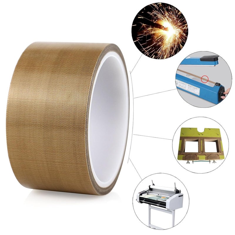 بومي باك 1 لفة شريط PTFE عالي الحرارة مقاوم للحرارة من الألياف الزجاجية لمانع التسرب اليدوي 50 مم × 10 متر شريط مانع التسرب الفراغي المنزلي للحام الصناعي - Image 5