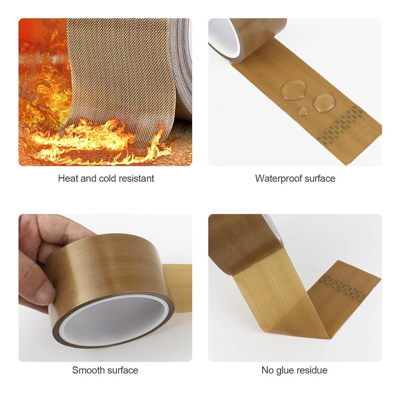 بومي باك 1 لفة شريط PTFE عالي الحرارة مقاوم للحرارة من الألياف الزجاجية لمانع التسرب اليدوي 50 مم × 10 متر شريط مانع التسرب الفراغي المنزلي للحام الصناعي - Image 3