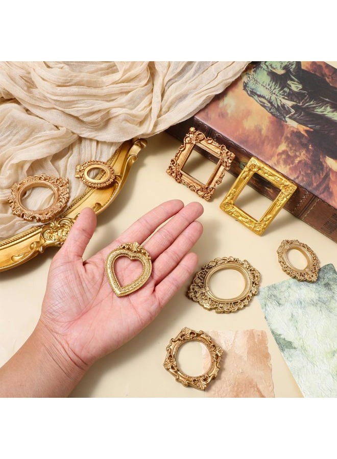 Ajcotahm 8 Pcs Mini Vintage Frames, Mini Gold Picture Frames Small Antique Photo Frame Ornaments for DIY Jewelry Display Christmas Wedding Holiday Party Home Hotel Decor - Image 4