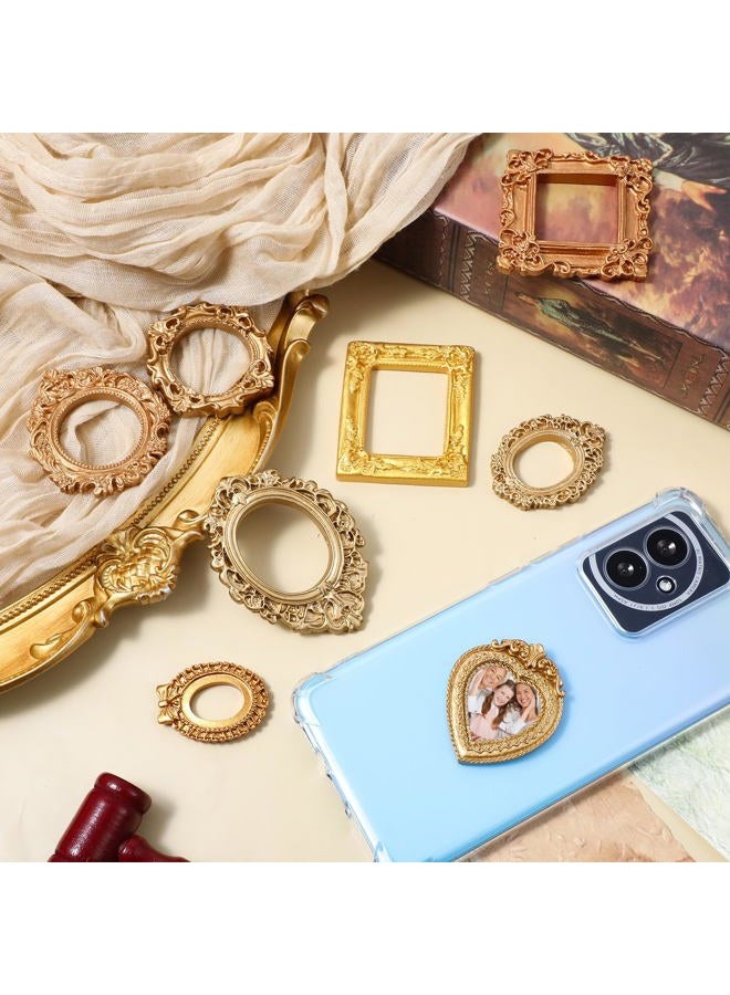 Ajcotahm 8 Pcs Mini Vintage Frames, Mini Gold Picture Frames Small Antique Photo Frame Ornaments for DIY Jewelry Display Christmas Wedding Holiday Party Home Hotel Decor - Image 5