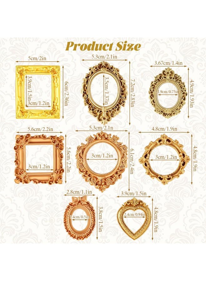 Ajcotahm 8 Pcs Mini Vintage Frames, Mini Gold Picture Frames Small Antique Photo Frame Ornaments for DIY Jewelry Display Christmas Wedding Holiday Party Home Hotel Decor - Image 2