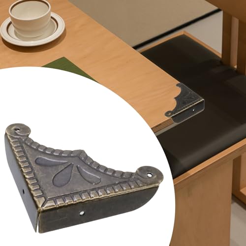 Antrader 12Pcs Metal Box Corner Protector Edge Safety Bumpers Screw Fixed Furniture Corner Guard Bronze Tone 2.2" x 2.2" - Image 4
