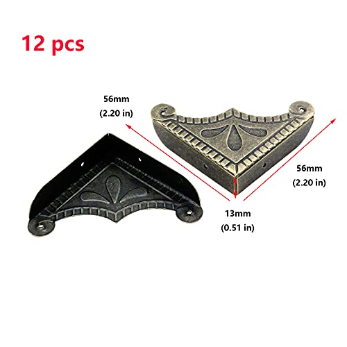 Antrader 12Pcs Metal Box Corner Protector Edge Safety Bumpers Screw Fixed Furniture Corner Guard Bronze Tone 2.2" x 2.2" - Image 2
