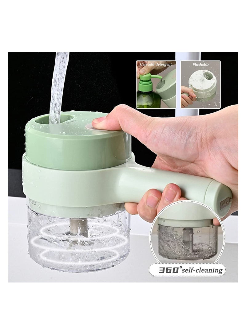 4 in 1 Handheld Electric Vegetable Cutter Set, Portable Mini Wireless Food Processor with Brush, Gatling Vegetable Cutter Electric Garlic Chopper for Garlic Pepper Chili Onion Celery Ginger Meat  - Image 5