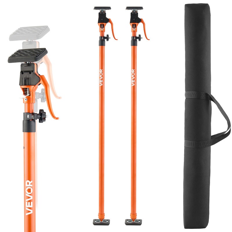 VEVOR Cabinet Jack Support Pole, 2-Pack, 49.2-114.6 Inch Steel Telescopic Quick Support Rod, Adjustable 3rd Hand System up to 198 lbs Capacity for Installing Cabinets, Lifting Drywall, Cargo Bars - Image 1