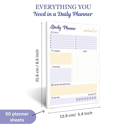 Doodle To Do List Notepad | Undated Daily Planner Pad with 50 Tear-Off Sheets | Hourly Schedule + Task Checklist | A5 Size | 90 GSM Paper | Office, Home & School Organizer - Image 4
