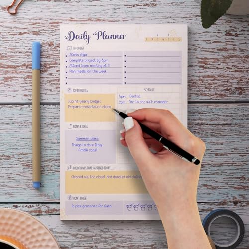 Doodle To Do List Notepad | Undated Daily Planner Pad with 50 Tear-Off Sheets | Hourly Schedule + Task Checklist | A5 Size | 90 GSM Paper | Office, Home & School Organizer - Image 1