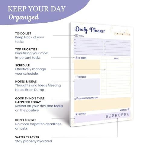 Doodle To Do List Notepad | Undated Daily Planner Pad with 50 Tear-Off Sheets | Hourly Schedule + Task Checklist | A5 Size | 90 GSM Paper | Office, Home & School Organizer - Image 3