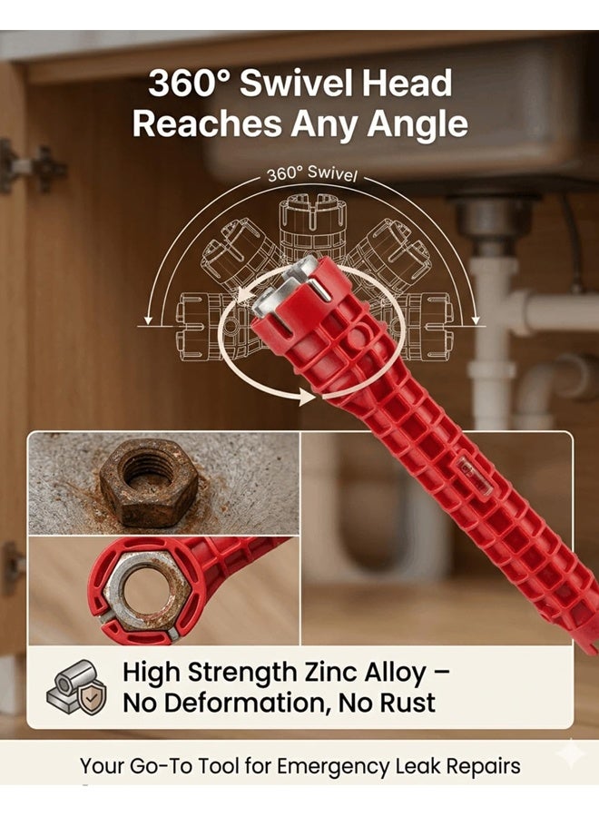 Aikenn 8 in 1 Multifunctional Sink Wrench, Faucet and Sink Installer Tool for Tight Spaces, Universal Plumbing Tool for Under Sink, Bathroom, Kitchen Basin and Toilet Repair - Image 5