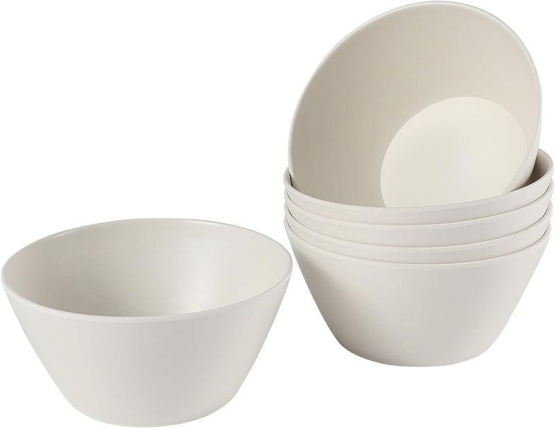 ECOWAY Bamboo Fiber Cereal Bowls Set 6 Pieces 24 Ounce Soup Bowls White Melamine Bowls Set Large for Kitchen Deep Serving Bowls for Cereal Soup Oatmeal Rice Pasta Salad Offwhite - Image 1