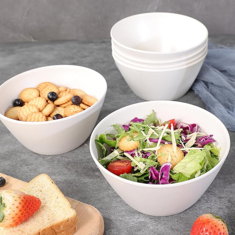 ECOWAY Bamboo Fiber Cereal Bowls Set 6 Pieces 24 Ounce Soup Bowls White Melamine Bowls Set Large for Kitchen Deep Serving Bowls for Cereal Soup Oatmeal Rice Pasta Salad Offwhite - Image 5