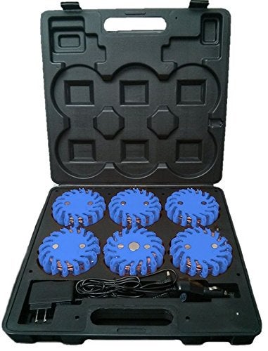 CISUNG RPF16LLM6 6EA 9-Functions Case Rechargeable Portable 16 LED Power Flare Power-Markers Roadside Emergency Magnetic - Blue - Image 2