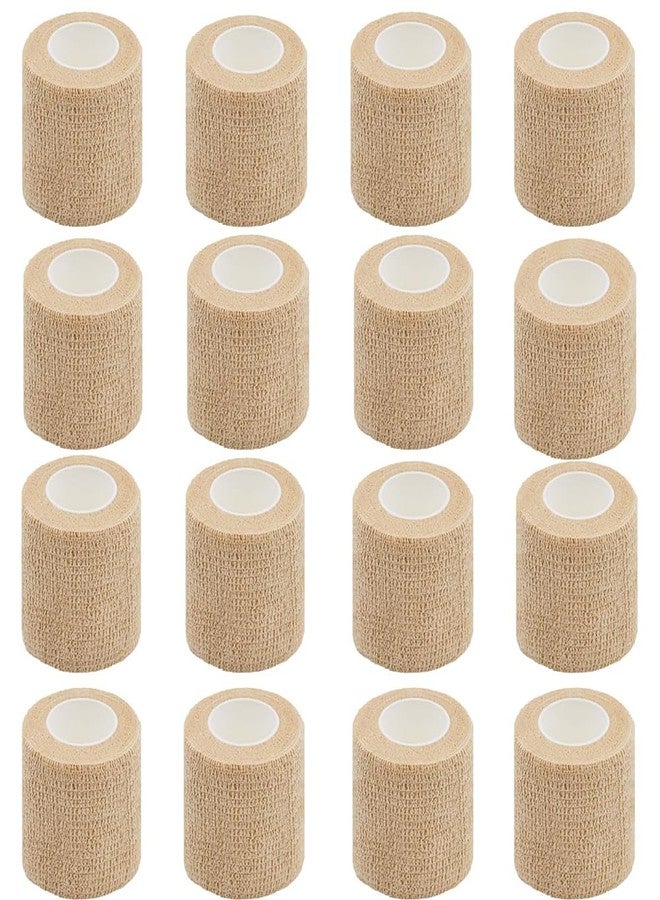 Clooflar 16 Pack Self Adhesive Bandage Wrap, 2" X 5 Yards Beige Elastic Cohesive Bandage Wrap for Sports, Wrist, Ankle and Vet Wrap,Grip Tape - Image 1