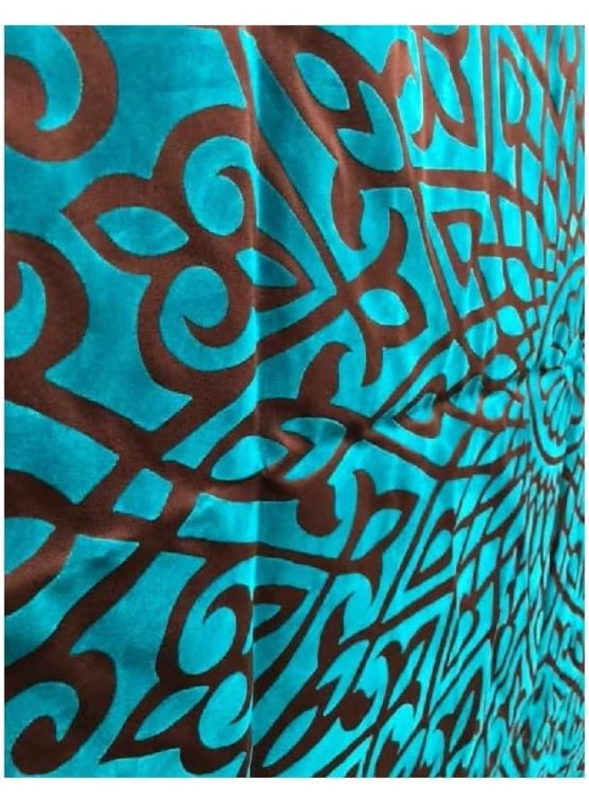 Generic Cloth Velvet and Lecra Fabric Tablecloth (Turquoise & Brown) - Image 2