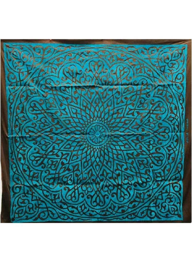 Generic Cloth Velvet and Lecra Fabric Tablecloth (Turquoise & Brown) - Image 1