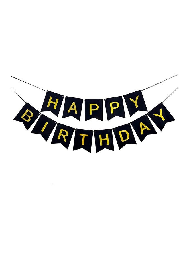 SHANAYA Happy Birthday Hanging Bunting Banner for Decorations Items Party Supplies (Black Gold) - Image 1