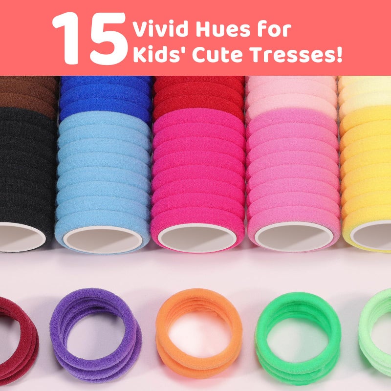 IKOCO 150PCS Hair Ties, IKOCO Cotton Small Hair Ties for Little Girls, Baby and Kids, Colorful Seamless Ponytail Holders - Image 4