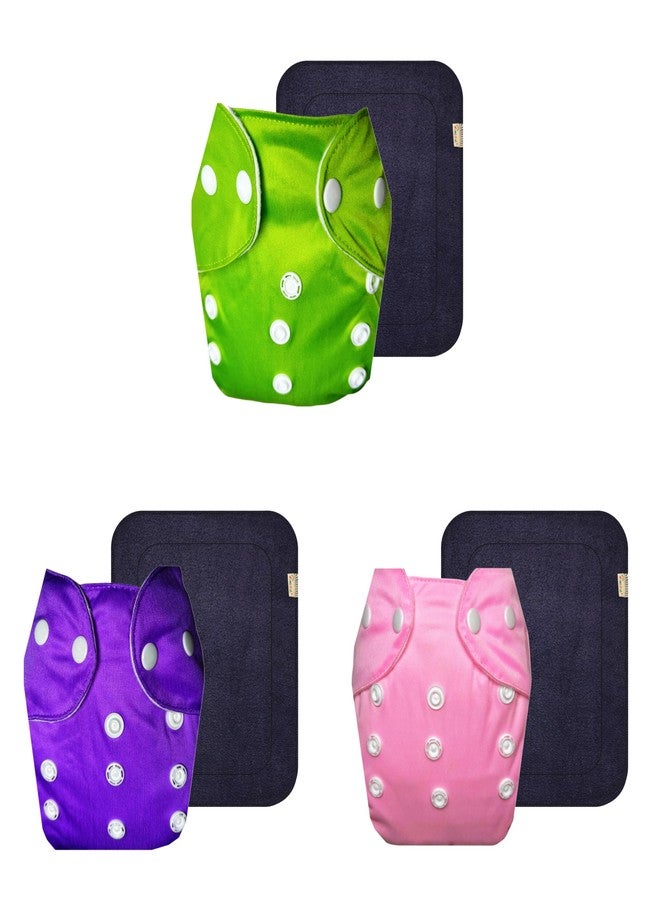Dumbledo Lite Cloth Diaper with Gray Insert (Pack of 3) | Hypoallergenic | Breathable | Adjustable Snaps | Perfect for Indian Summers | 3 Months - 2 Years | Unisex Baby - Image 1