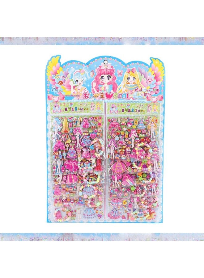 Children's Stickers Princess Dressing Stickers With Bracelet Crown Cane Children's Educational Stickers Beautiful Girl Dressing Stickers Stickers-Specifications:12 Princess Dressing Stickers (with Bracelet)  - Image 1