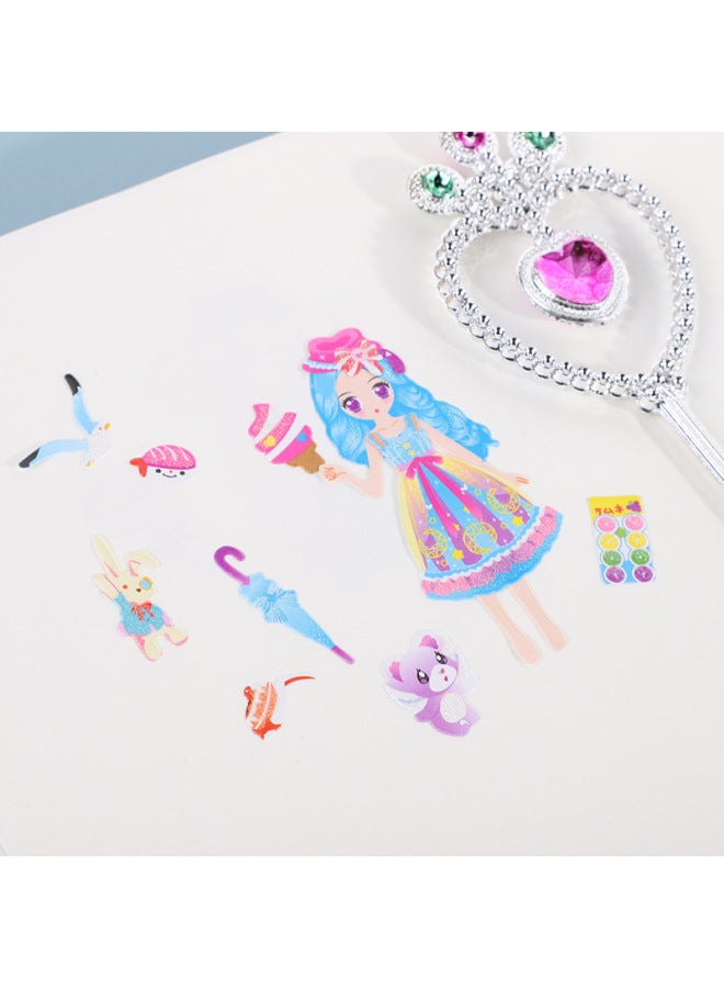 Children's Stickers Princess Dressing Stickers With Bracelet Crown Cane Children's Educational Stickers Beautiful Girl Dressing Stickers Stickers-Specifications:12 Princess Dressing Stickers (with Bracelet)  - Image 5
