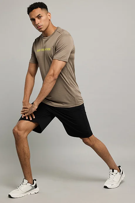 R&B Solid Active Shorts with Drawstring Waist