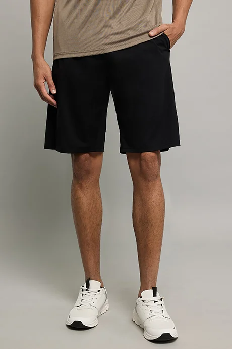 R&B Solid Active Shorts with Drawstring Waist