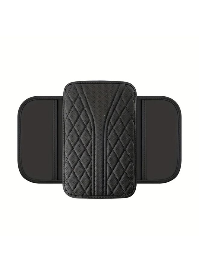 Black PU Leather Car Armrest Cushion with Side Storage Bag Durable Vehicle Interior Accessory - Image 5