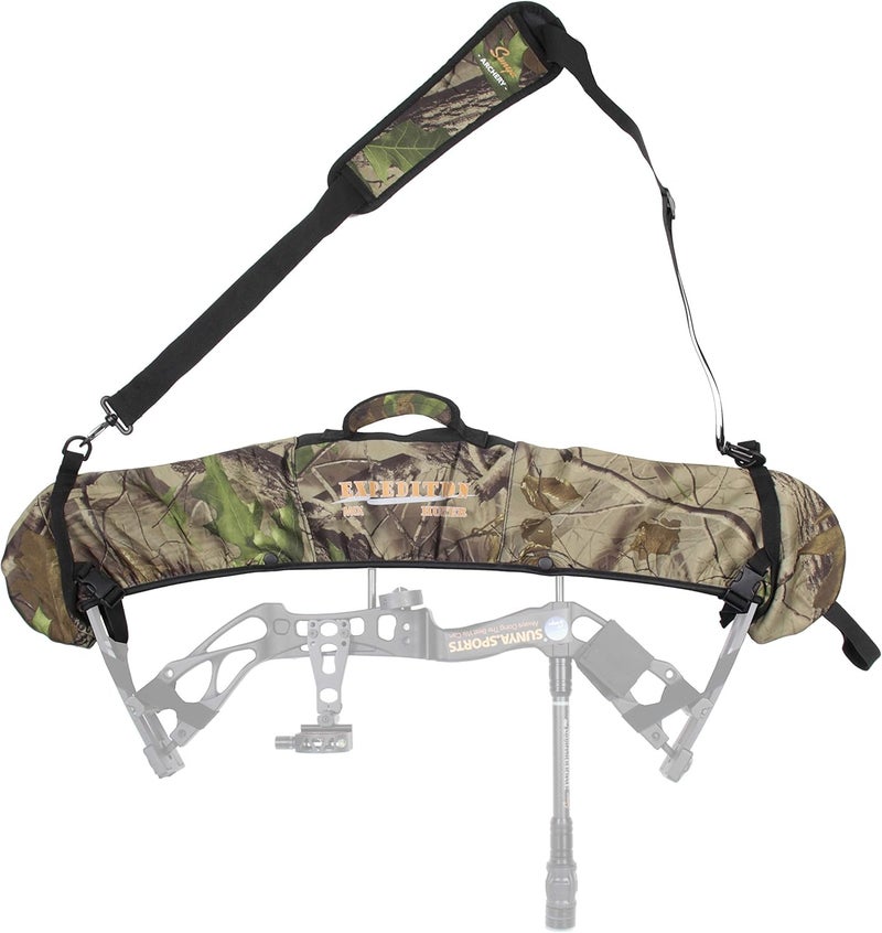 Sunya Neoprene Compound Bow Sling, Silent Hunting or Fast Movement 2 Carrying Modes Switchable. Removable & Adjustable Shoulder Strap. Camouflage Fabric. - Image 1