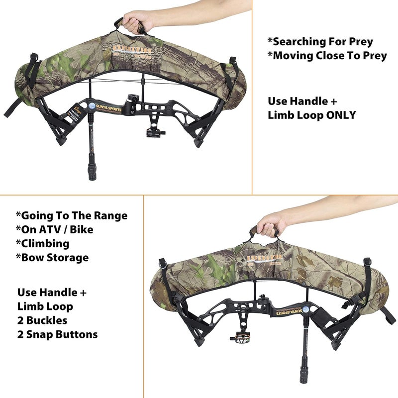 Sunya Neoprene Compound Bow Sling, Silent Hunting or Fast Movement 2 Carrying Modes Switchable. Removable & Adjustable Shoulder Strap. Camouflage Fabric. - Image 4