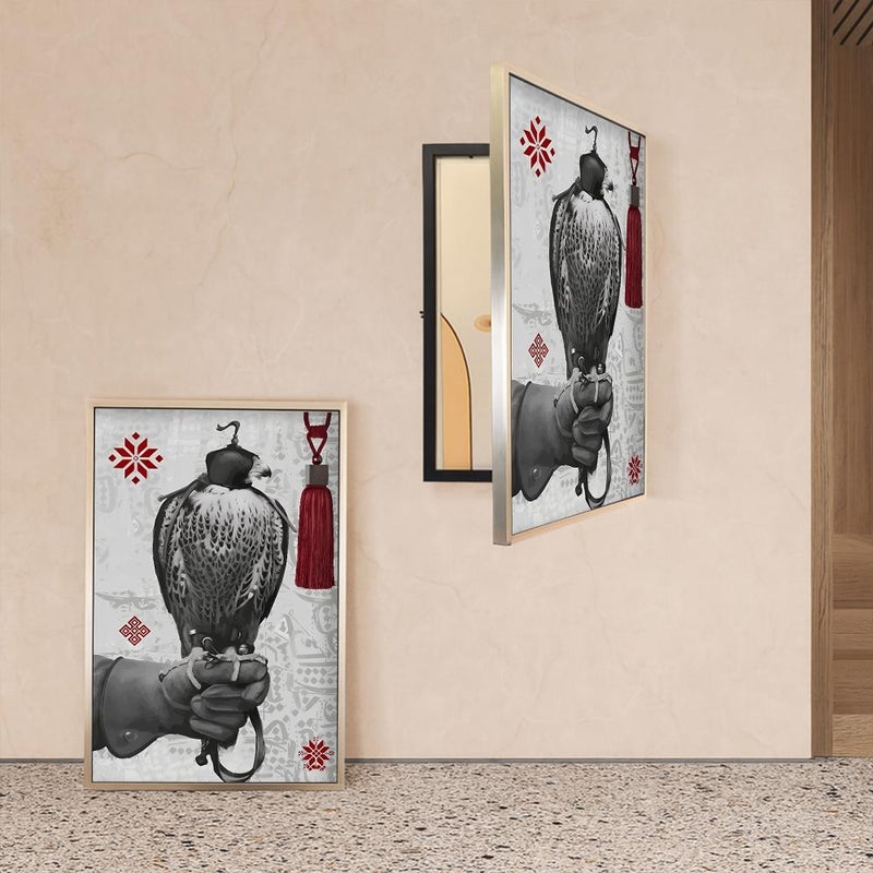 Marktna Canvas panel for covering the electrical panel, Najdi design, measuring 100x70 cm with a hollow frame. - Image 1