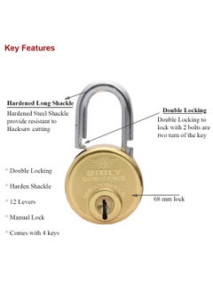 AUTHENTIC AK BEBLY Industries Confidence Brass 68 MM Padlock with 4 Keys  - Image 4