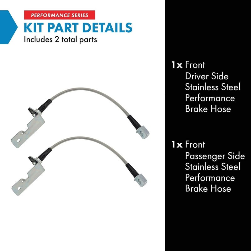 TRQ Front Performance Brake Hose Set for Chevrolet Cobalt, HHR, Pontiac G5, and Saturn Ion - Image 2