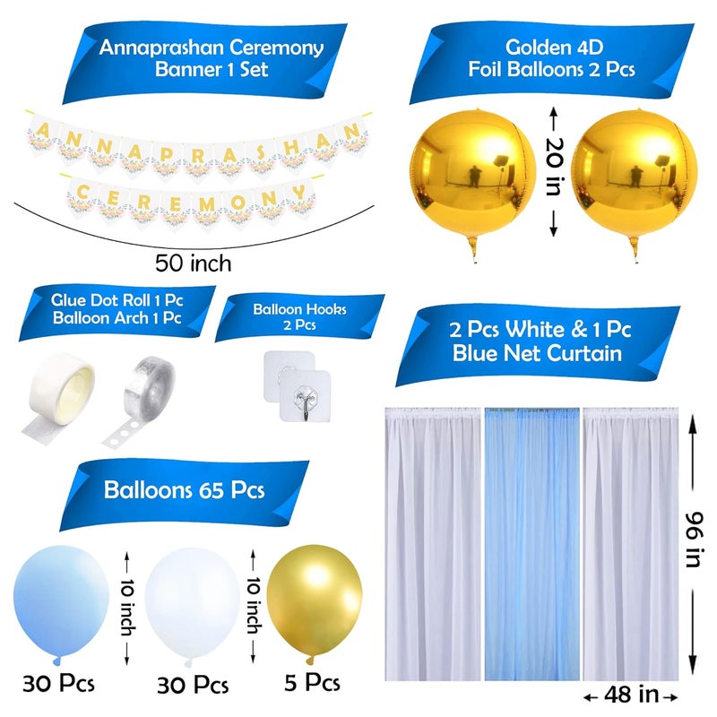 Party Propz Party Propz Annaprashan Decoration Items 75pcs Rice Ceremony Decorations Items Annaprasana Backdrop Baby Rice Ceremony Decorations Annaprasana Decoration Backdrop Annaprashan BannerCardstock - Image 2
