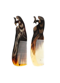 EXCEART Xceart 2Pcs Buffalo Ox Horn Comb Handmade Engraving Anti Static Detangling Hair Massage Horn Comb For Men Women Kids (Random Color)  - Image 2