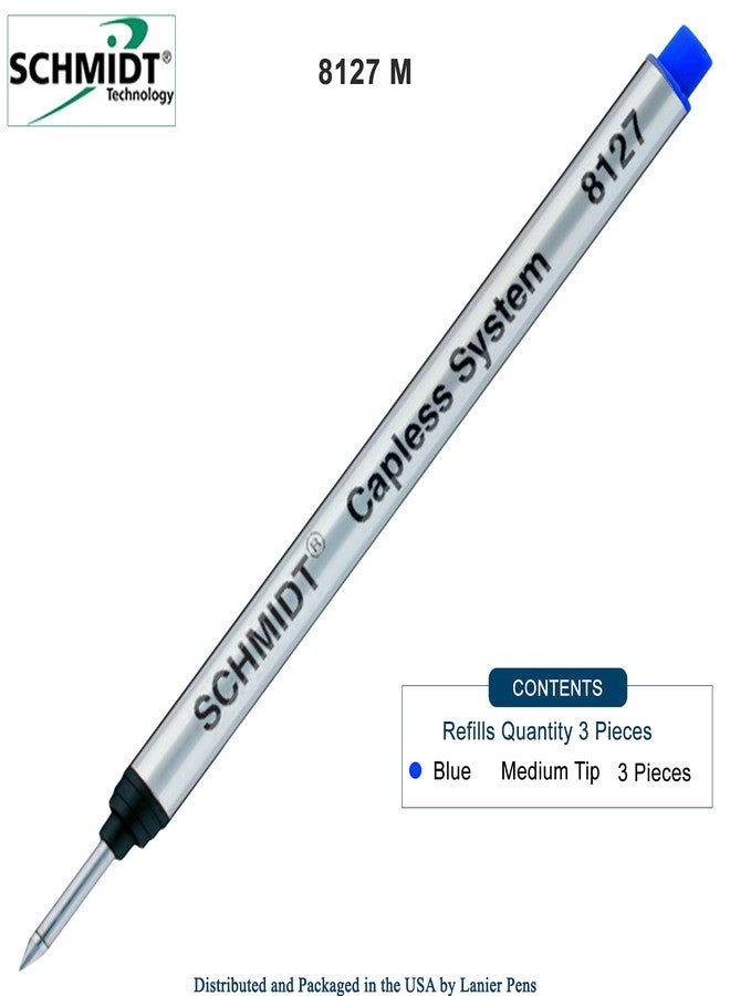 Lanier Pens Pack of 3 - Schmidt 8127 S Capless System Rollerball Refill Blue Ink Medium Tip - Image 4