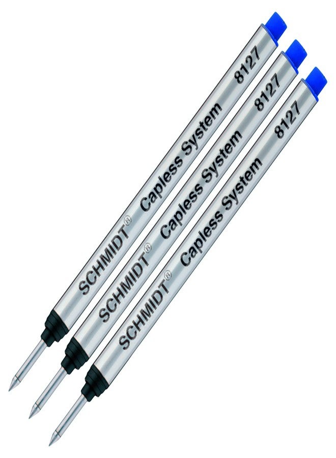 Lanier Pens Pack of 3 - Schmidt 8127 S Capless System Rollerball Refill Blue Ink Medium Tip - Image 1