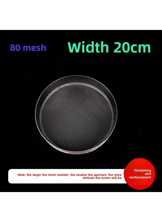 Generic - Sieve Flour Sieve Stainless Steel Sample Sieve Muffin Cat Sand Fine Rice Sieve Soybean Milk Fried Chicken Sesame Traditional Chinese Medicine Sugar Powder Tea-Colour:Diameter 20cm 80 Mesh/fine Powder Soybean Milk Starch Traditional Chinese Medicine Mask - Image 1