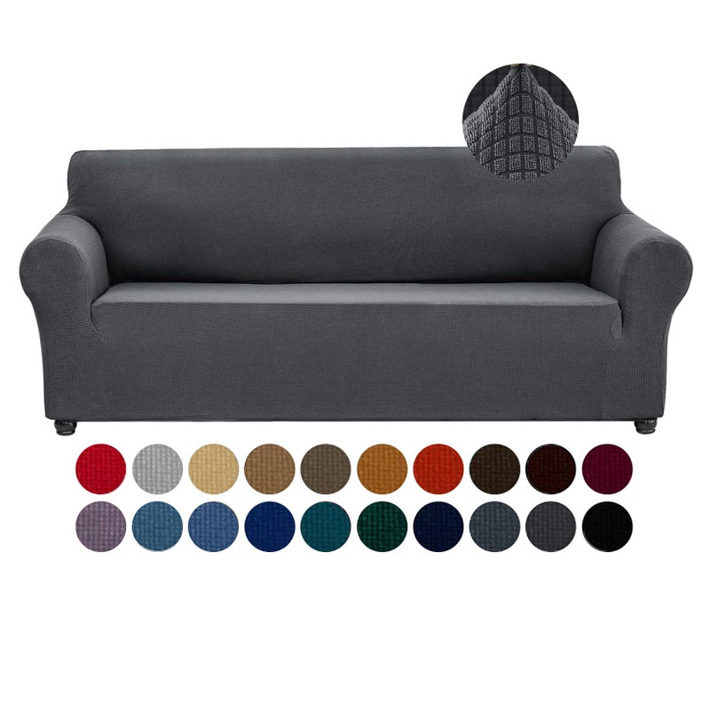 Joccun Stretch Couch Cover Slipcovers 1Piece Sofa Covers for 3 Cushion Couch Spandex Jacquard Washable Furniture Protector Cover for Living RoomKidsPetsLarge 7894Charcoal