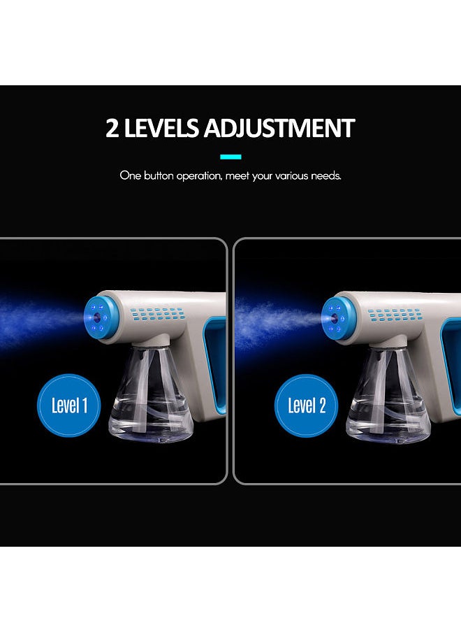 Generic - Nano Atomizer Sprayer Wireless Blue Light Handheld Rechargeable Disinfectant Fogger Machine 300ml/11oz Capacity 2 Levels Adjustment Sanitizing Fogger Sprayer Nano Spray Machine Humidifier - Image 1