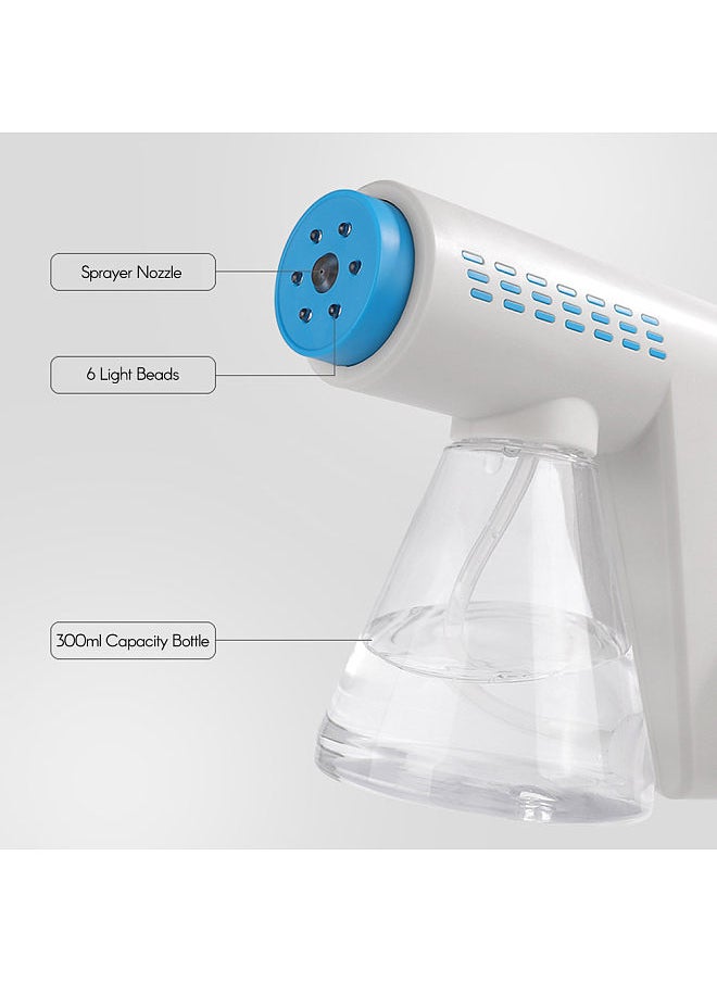 Generic - Nano Atomizer Sprayer Wireless Blue Light Handheld Rechargeable Disinfectant Fogger Machine 300ml/11oz Capacity 2 Levels Adjustment Sanitizing Fogger Sprayer Nano Spray Machine Humidifier - Image 1