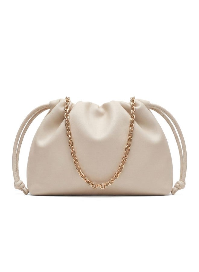Apryl Clutch Purses for Women - Evening Bag - Small Going Out Purse - Soft PU Leather Handbag with Adjustable Crossbody Strap - Cream - Image 1