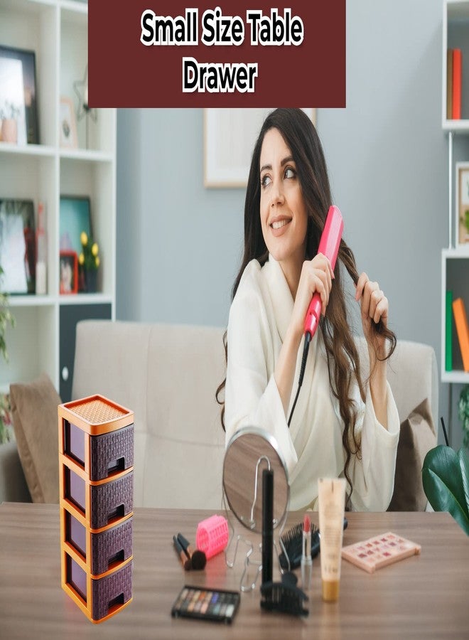 نابيا منظم مستحضرات التجميل والمكياج من نابيا، طاولة أدراج صغيرة الحجم، نظام أدراج، رف منظم (4 أدراج، بني) - Image 2