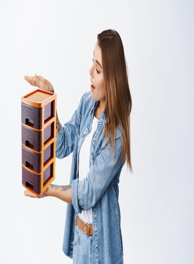 نابيا منظم مستحضرات التجميل والمكياج من نابيا، طاولة أدراج صغيرة الحجم، نظام أدراج، رف منظم (4 أدراج، بني) - Image 3