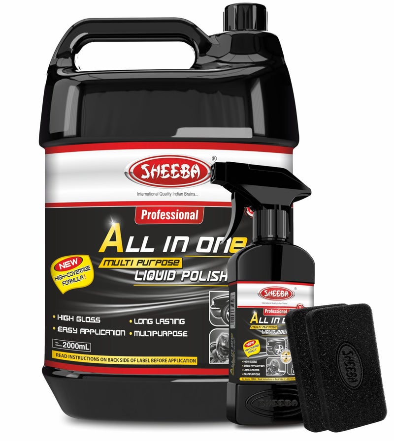 SHEEBA All in One Multipurpose Liquid Polish for Car, Motorbike, Scooter, Household, Office Care | High Gloss | Easy Application | For Interior & Exterior Surfaces -2500mL with Applicator Pad. - Image 1