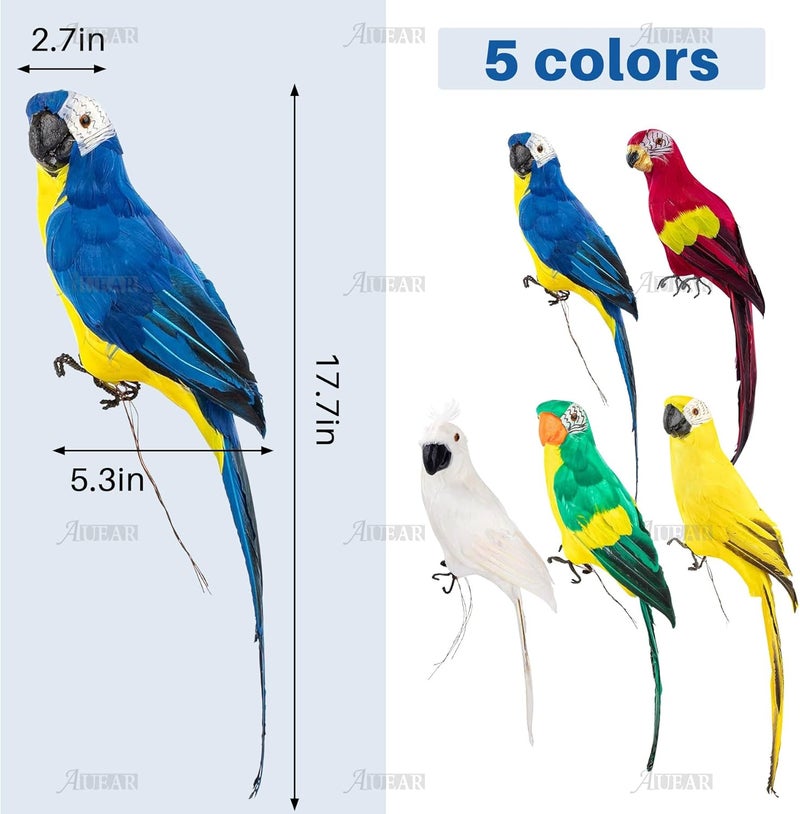 AUEAR, 17.7 Inch Blue Artificial Birds Realistic Big Parrot with Lifelike Feathered Decor Ornament Model for Decoration Craft - Image 4